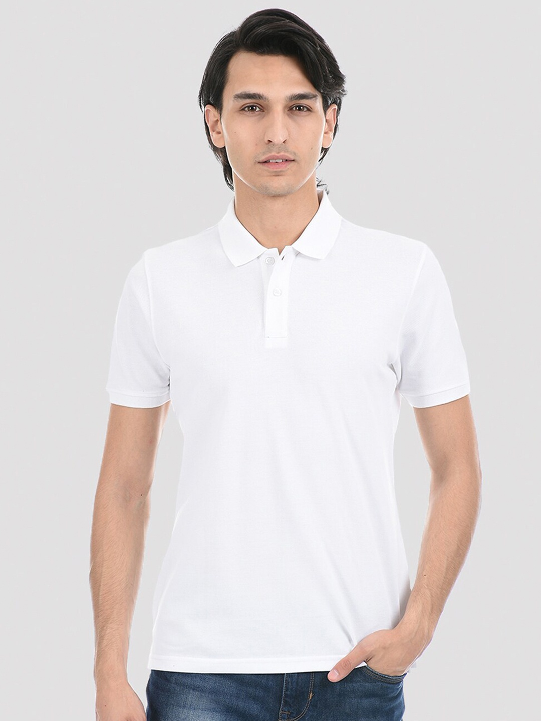 

ONEWAY Cotton Polo T-Shirt, White