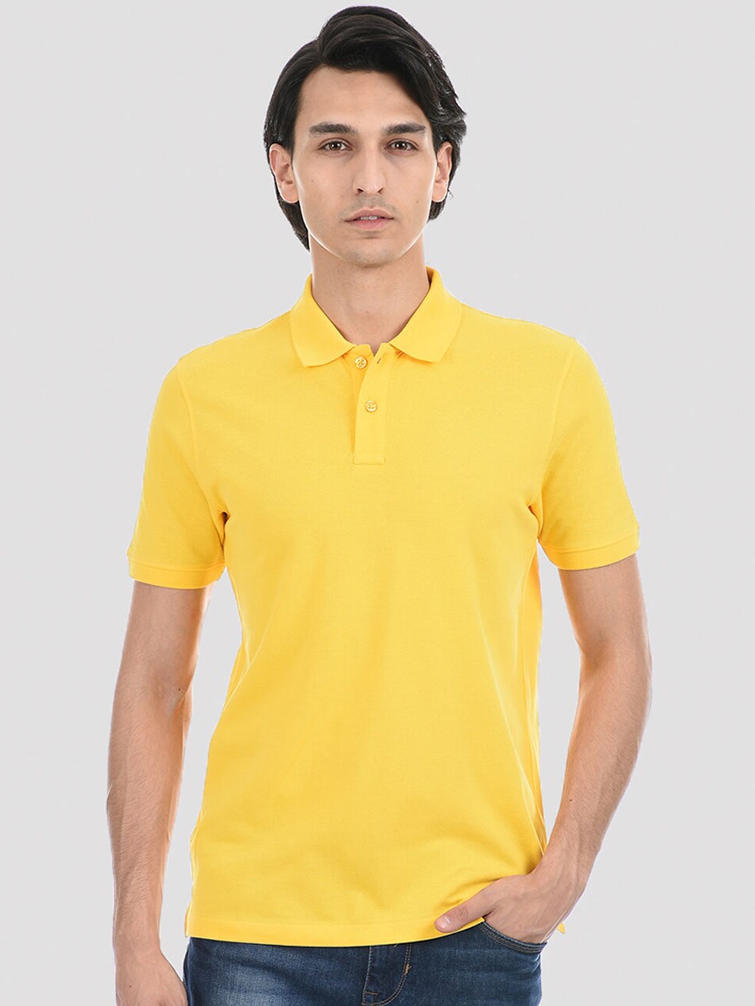 

ONEWAY Cotton Polo T-Shirt, Yellow