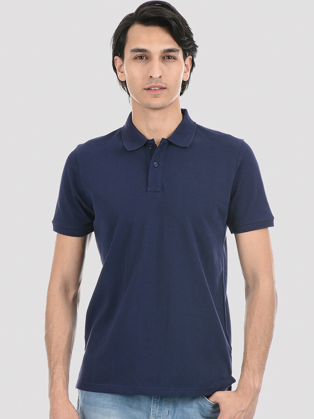 

ONEWAY Cotton Polo T-Shirt, Navy blue