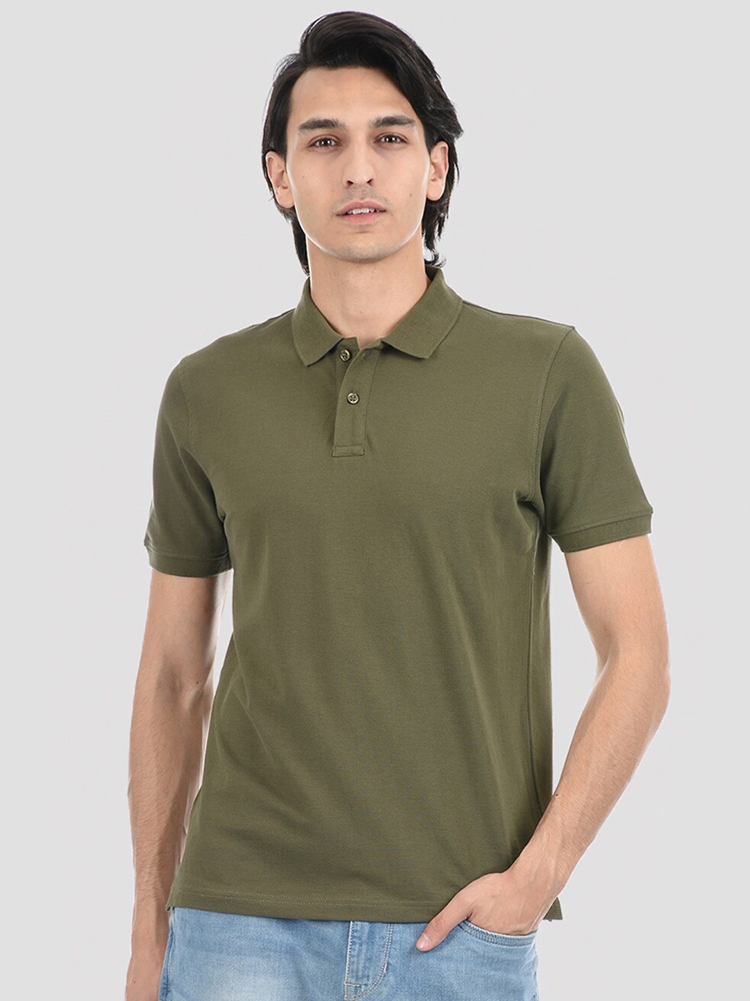 

ONEWAY Cotton Polo T-Shirt, Green