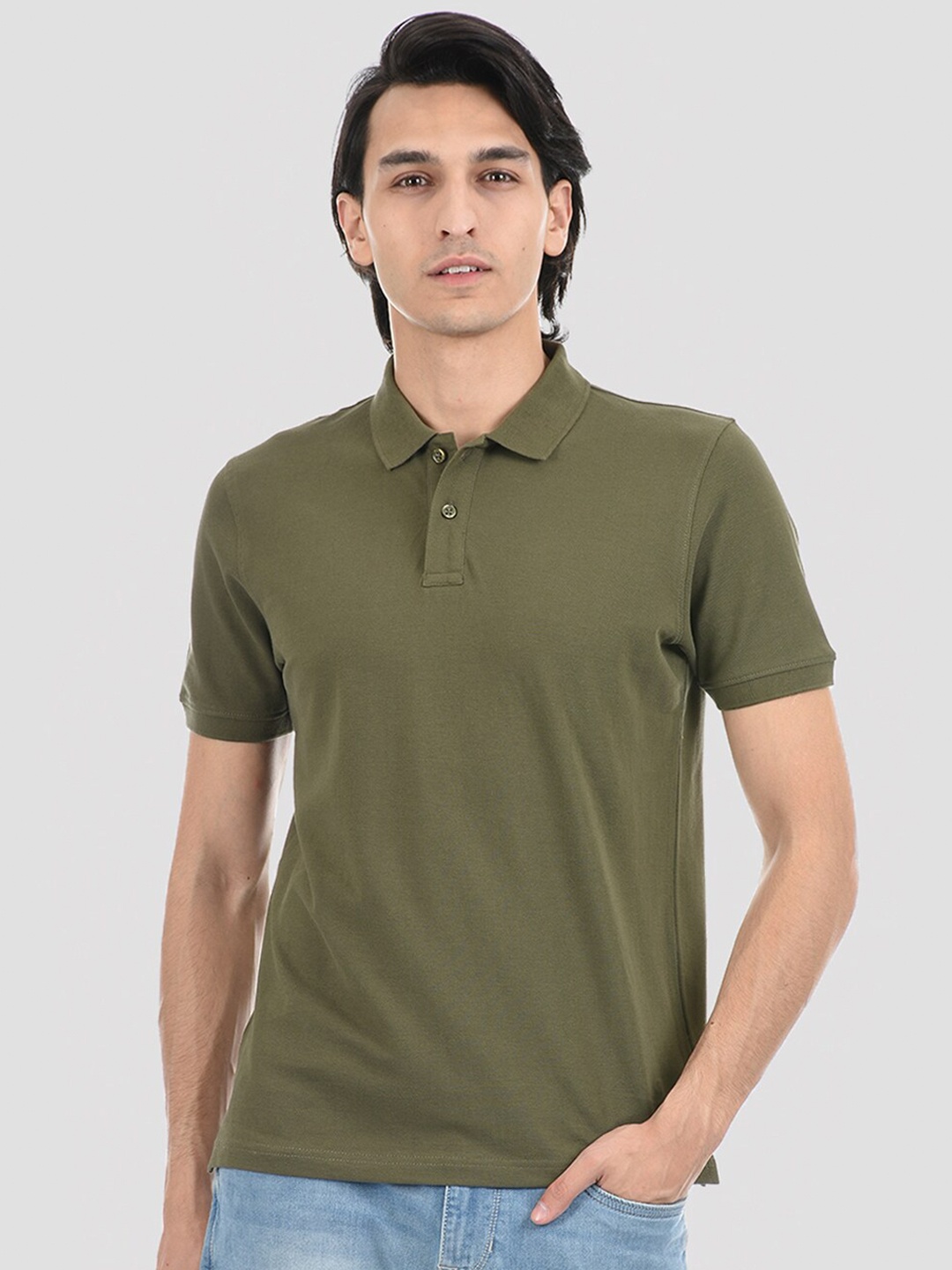 

ONEWAY Men Green Polo Collar T-shirt