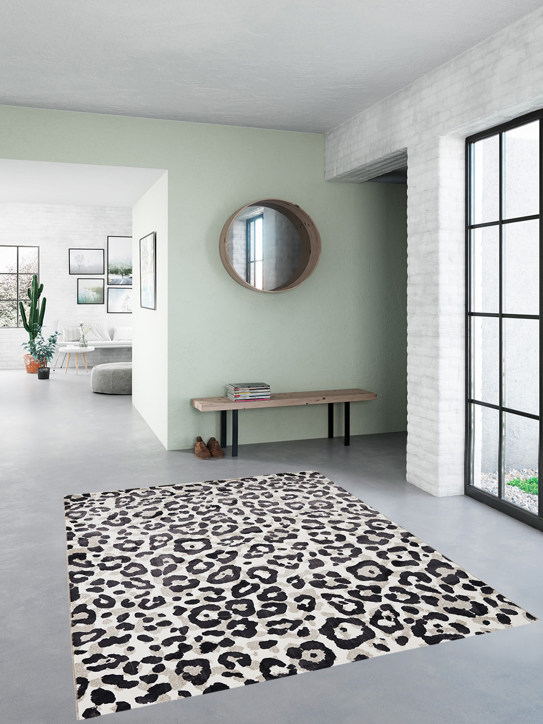

Ddecor Grey & Black Printed Polypropylene Contemporary Carpet