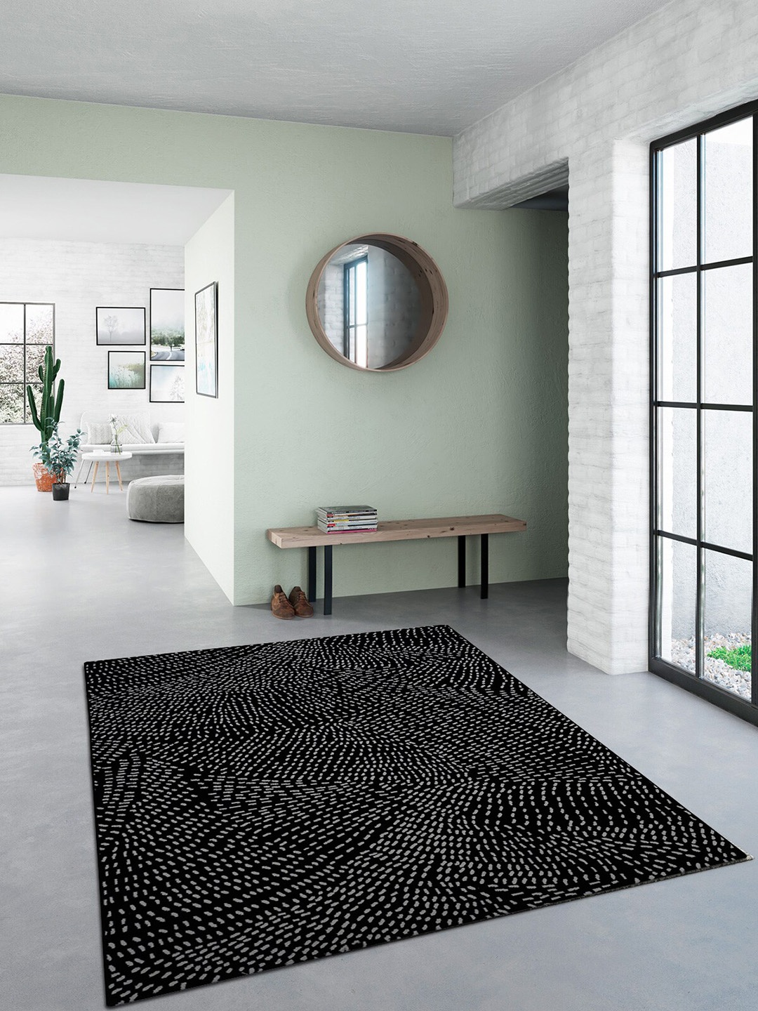 

DDecor Black Solid Polypropylene Medium Carpet