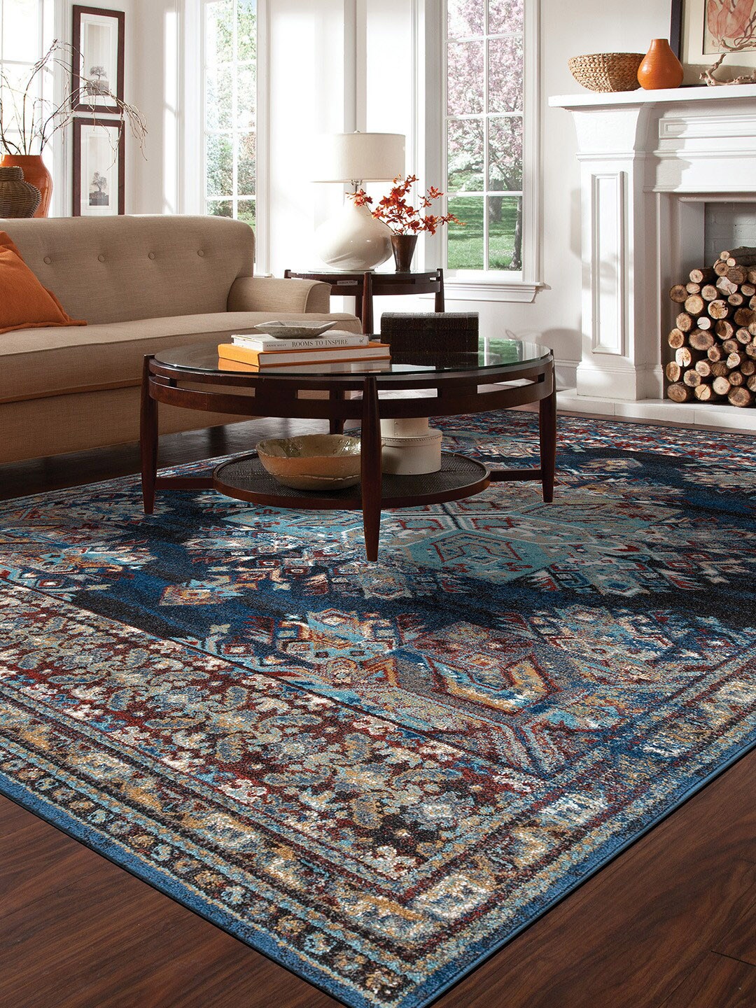 

DDecor Blue & Brown Traditional Rectangular Polypropylene Carpet