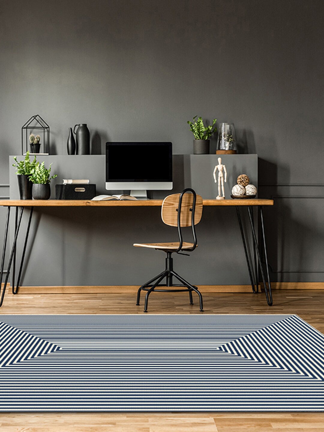 

Ddecor Navy Blue Geometric Carpet
