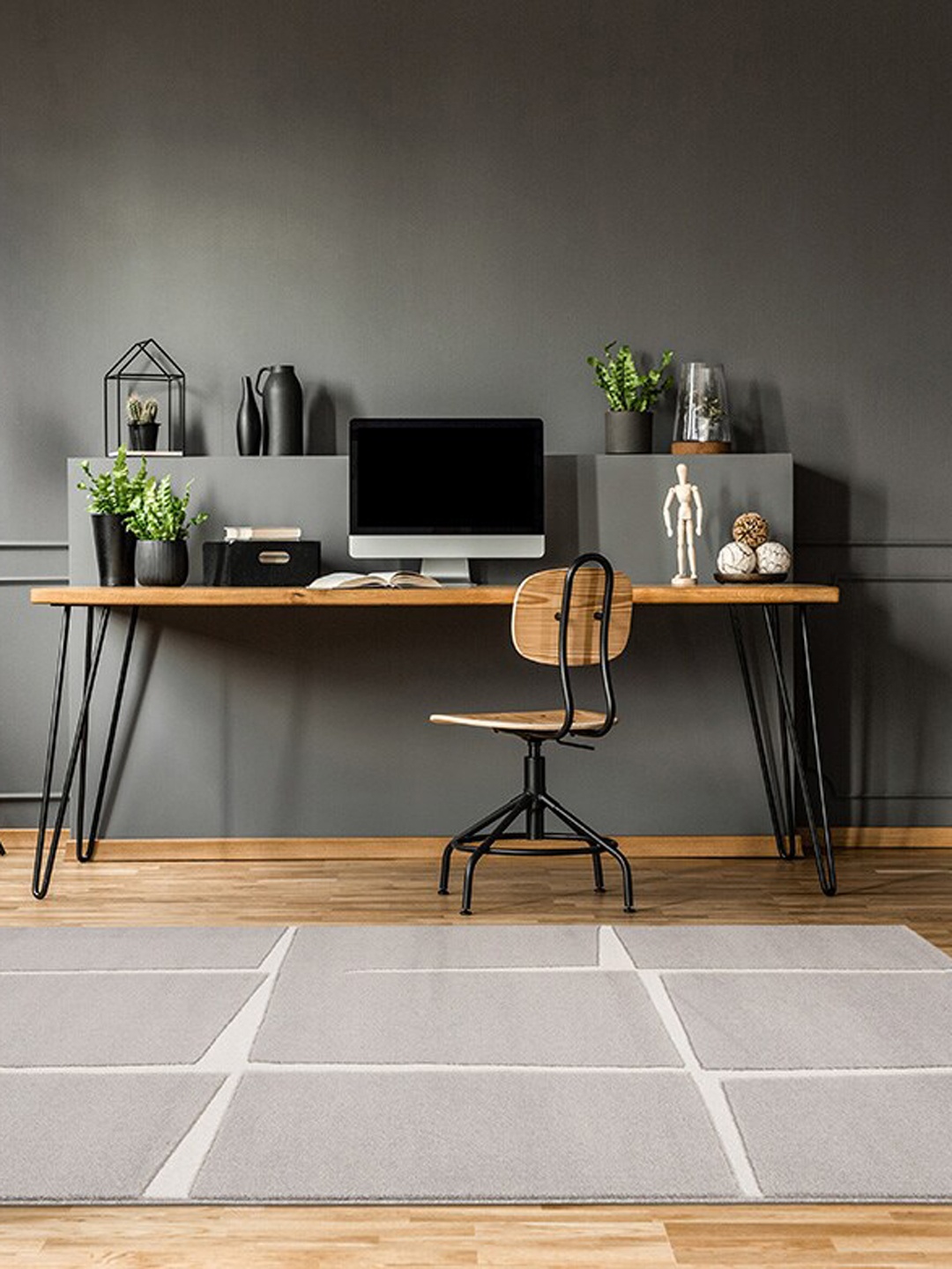 

DDecor Grey & White Printed Floor Carpet