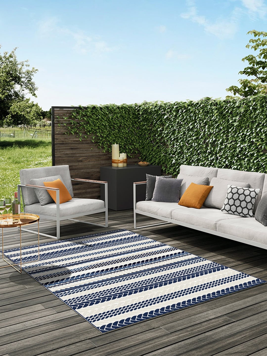

Ddecor Blue & White Striped Carpet