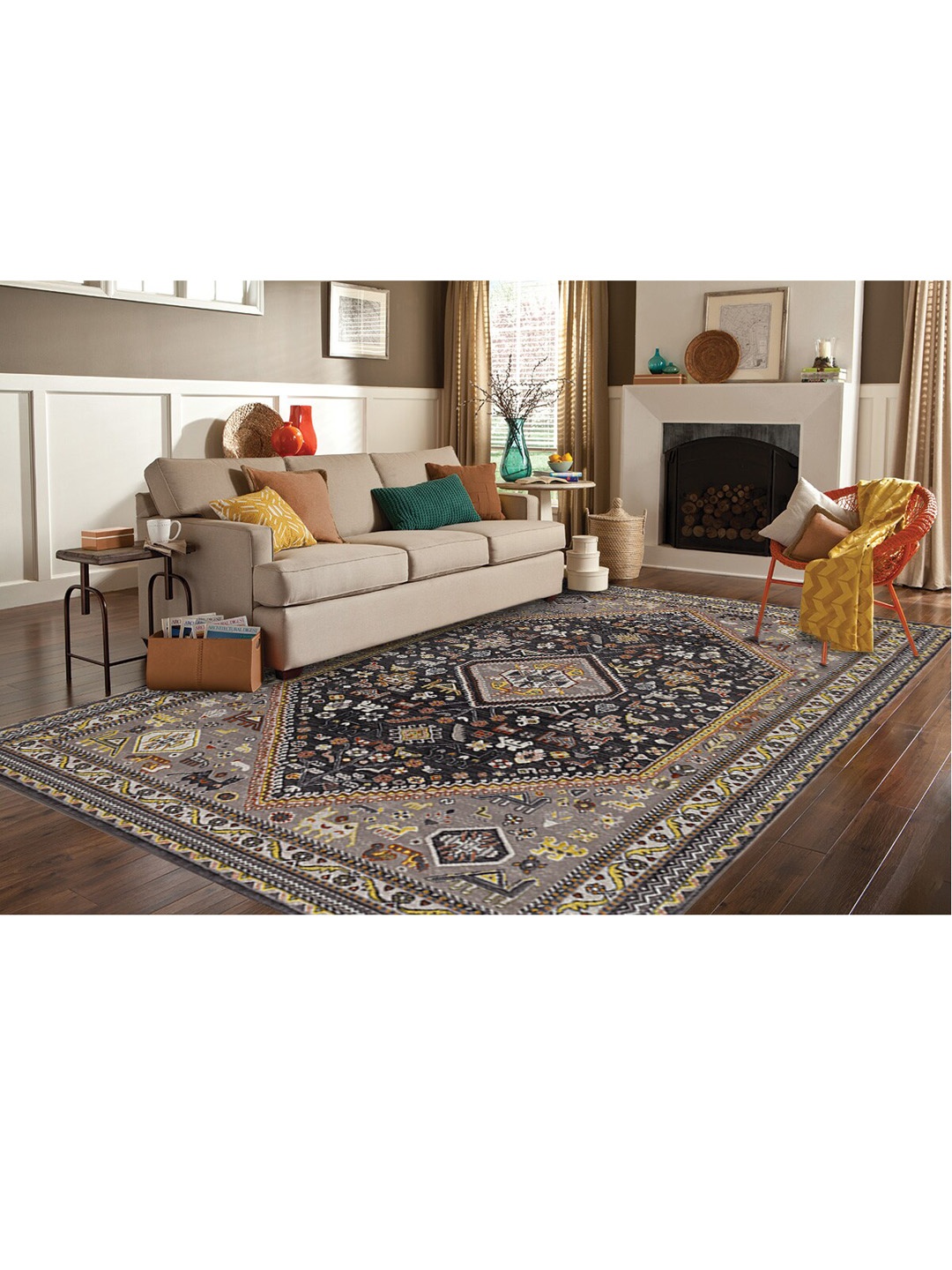 

DDecor Multi-coloured Ethnic Motifs Printed Traditional Carpet