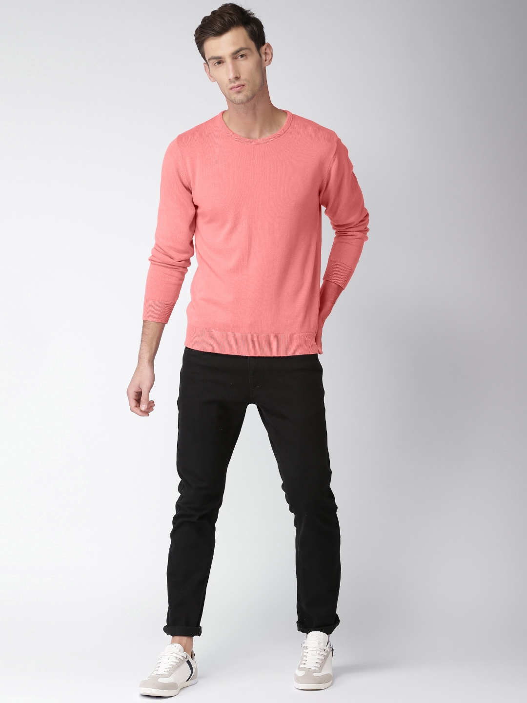 

Mast & Harbour Men Pink Solid Pullover