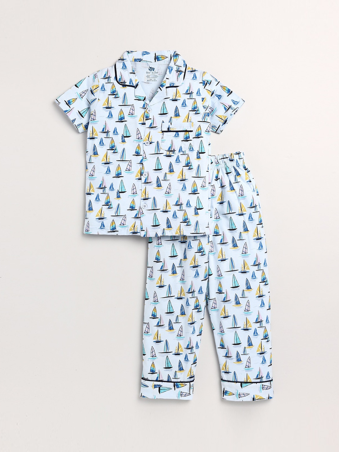 

Dear to Dad Kids Boys Blue & Yellow Printed Night suit