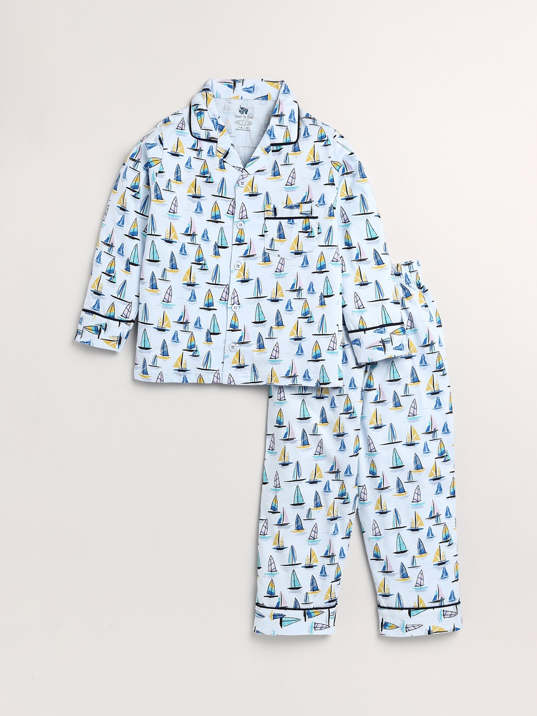 

Dear to Dad Boys Blue & Yellow Printed Night suit NS-6035-S.Bl-FS-Sky Blue
