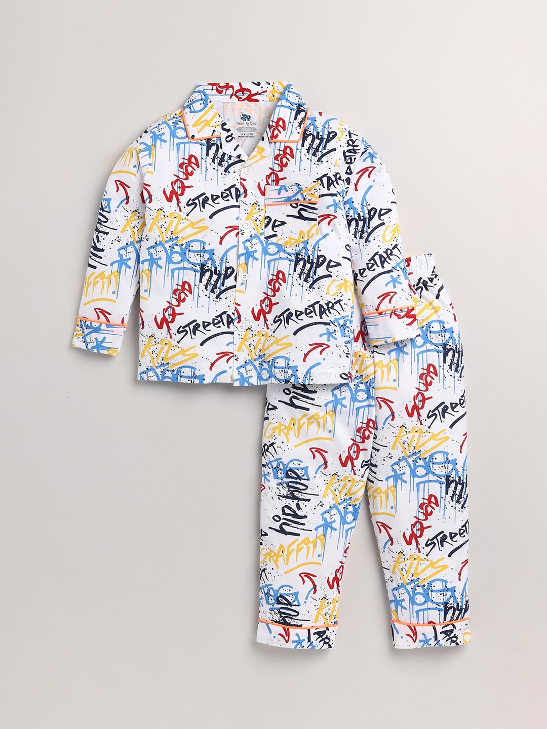

Dear to Dad Boys Blue & White Printed Night suit