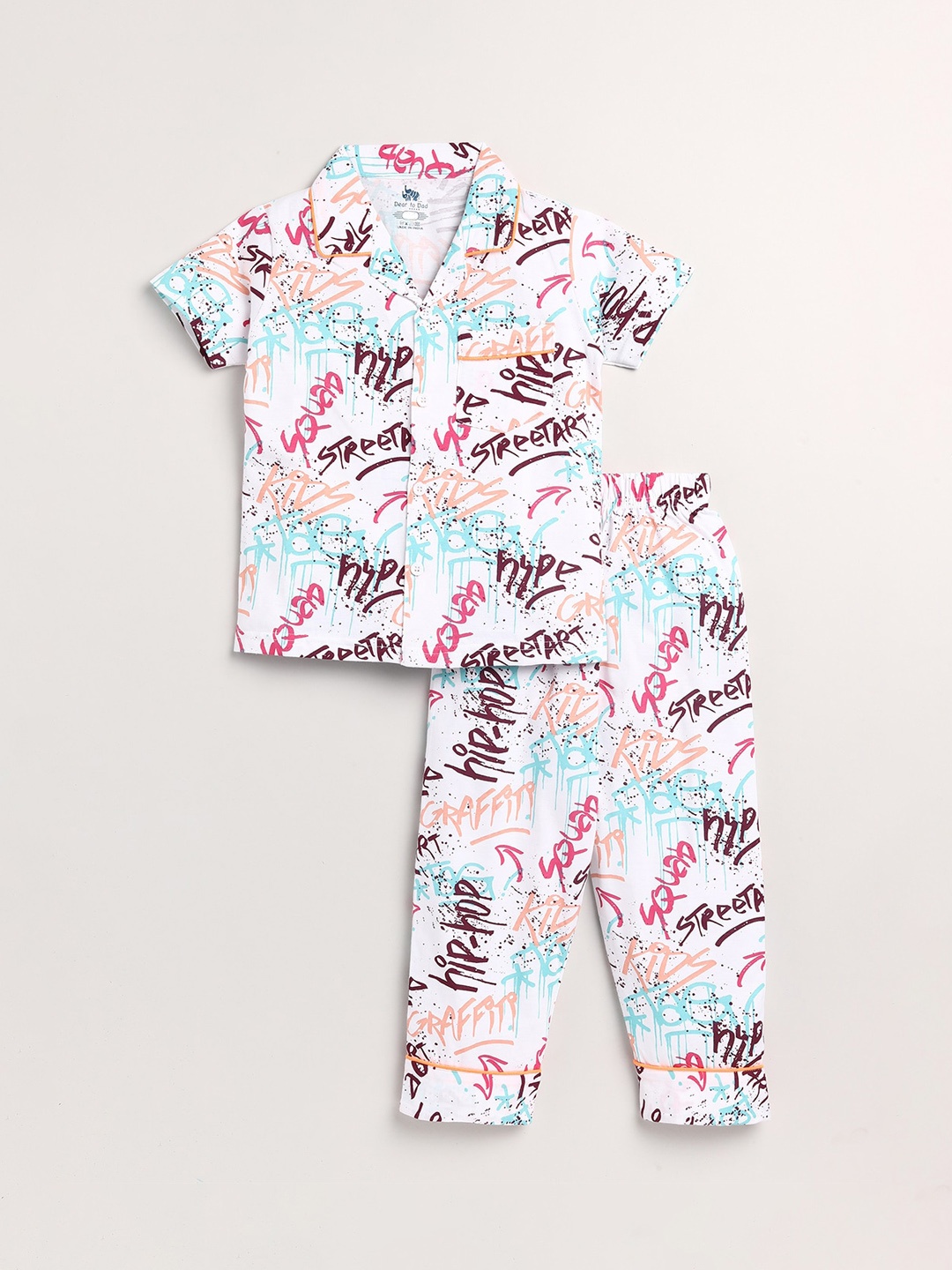 

Dear to Dad Boys White Printed Night suit