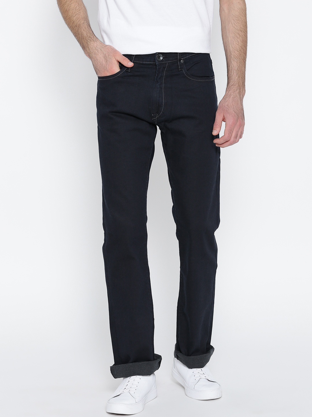

Pepe Jeans Men Navy Holborne Regular Fit Low-Rise Clean Look Stretchable Jeans, Navy blue