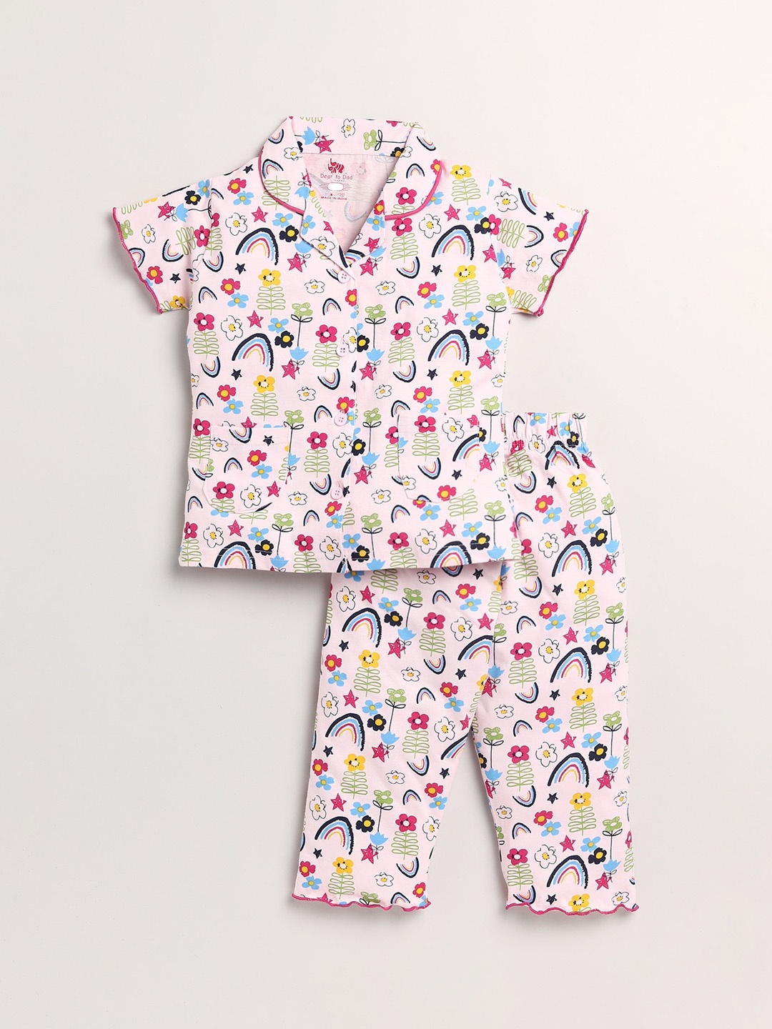 

Dear to Dad Girls Pink Printed Night suit