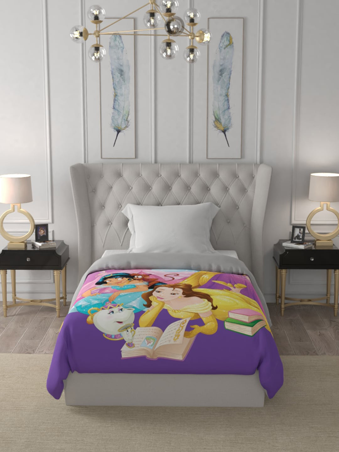

Disney Purple & Yellow Cartoon Characters AC Room 150 GSM Single Bed Comforter