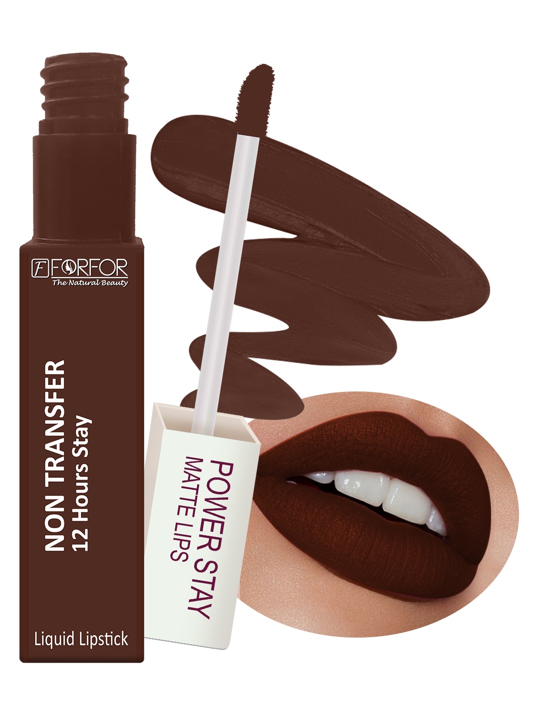 

FORFOR Power Stay Non Transfer 12 Hours Stay Velvet Matte Lipstick 4 ml - Cocoa Brown 16, Coffee brown