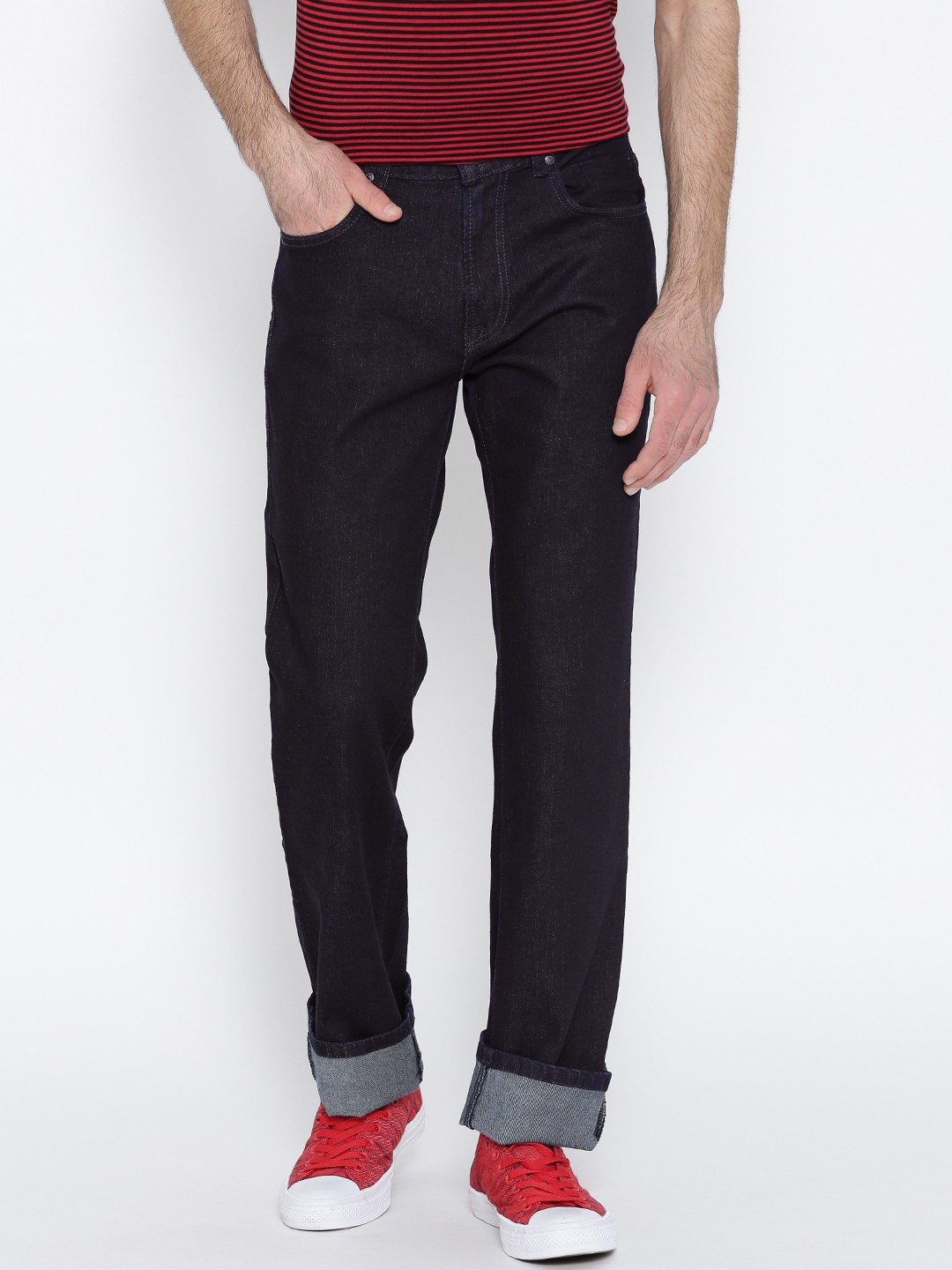 

Pepe Jeans Men Navy Holborne Regular Fit Low-Rise Clean Look Stretchable Jeans, Navy blue