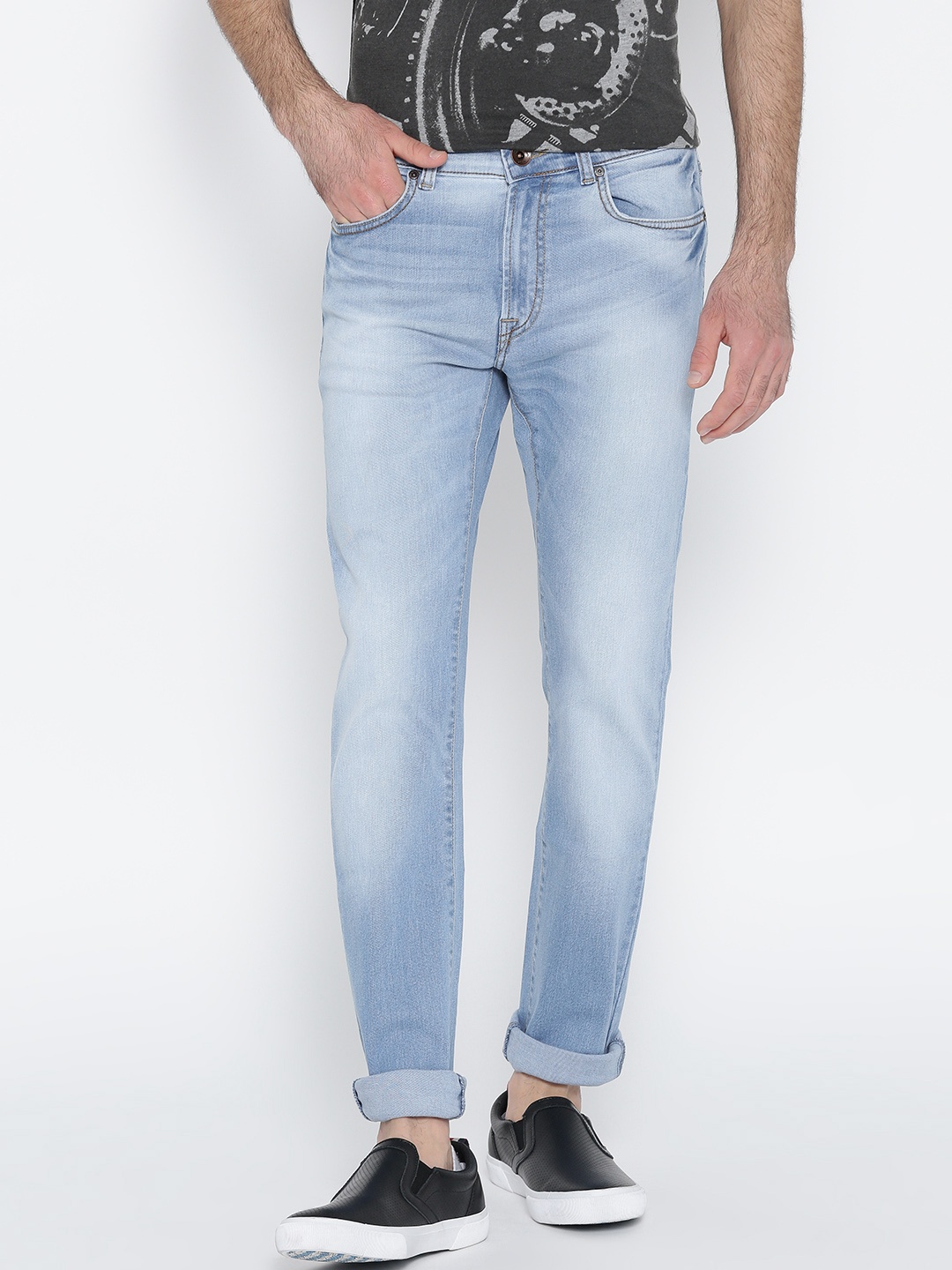 

Pepe Jeans Men Blue Soho Slim Fit Low-Rise Clean Look Stretchable Jeans