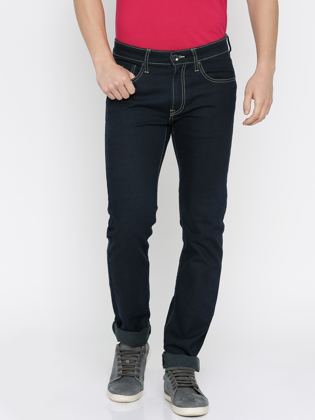 Pepe Jeans Men Navy Blue Vapour Slim Fit Stretchable Jeans