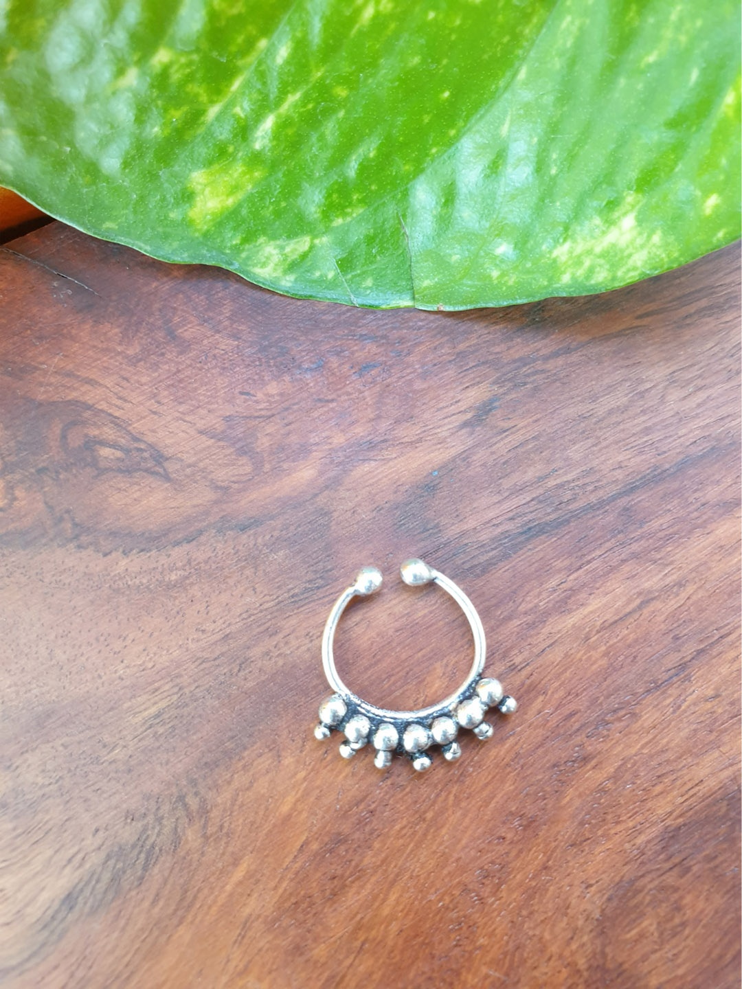 

FIROZA Silver-Plated Oxidized Septum Nosepin
