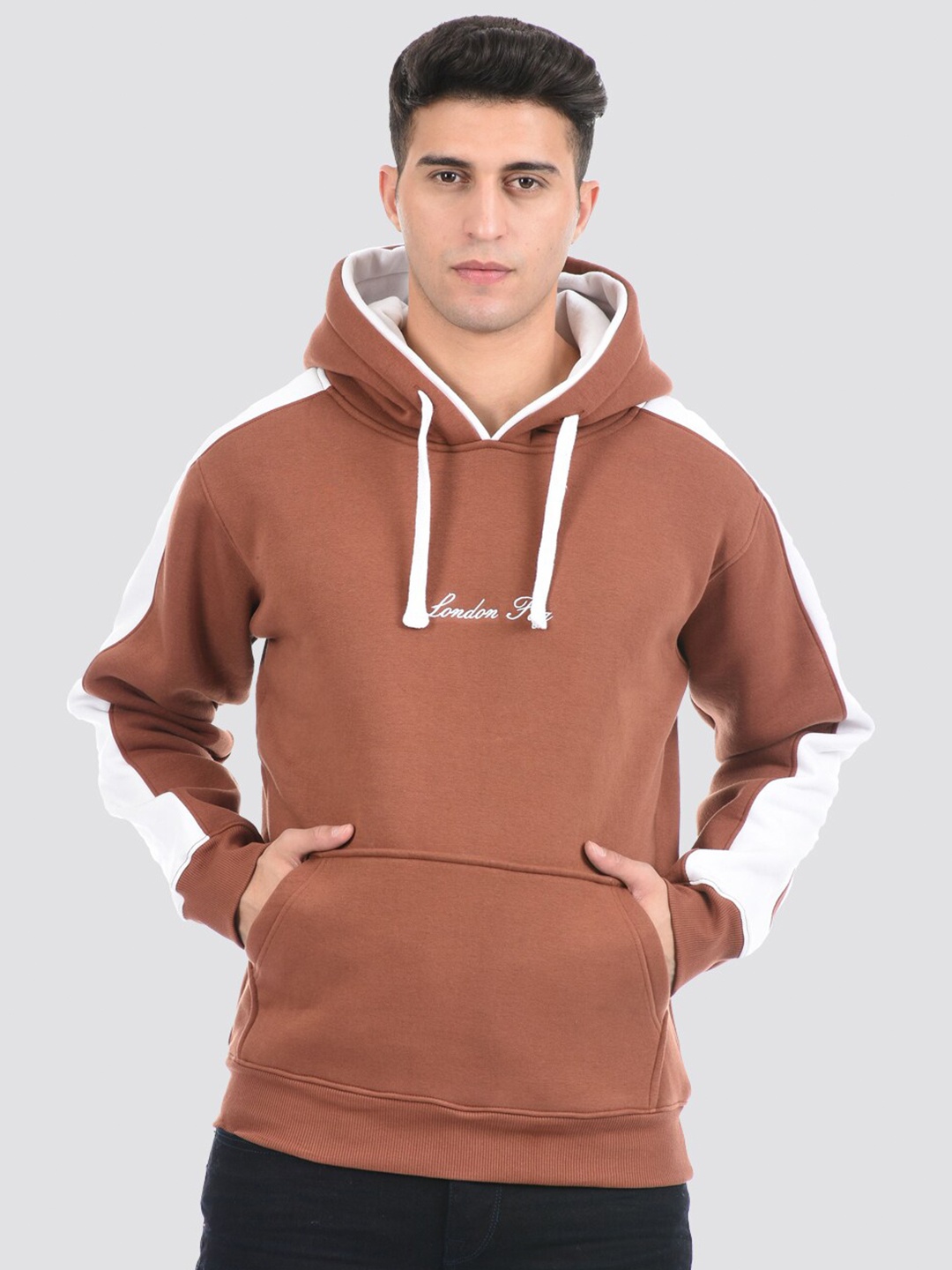 

LONDON FOG Men Brown Hooded Sweatshirt