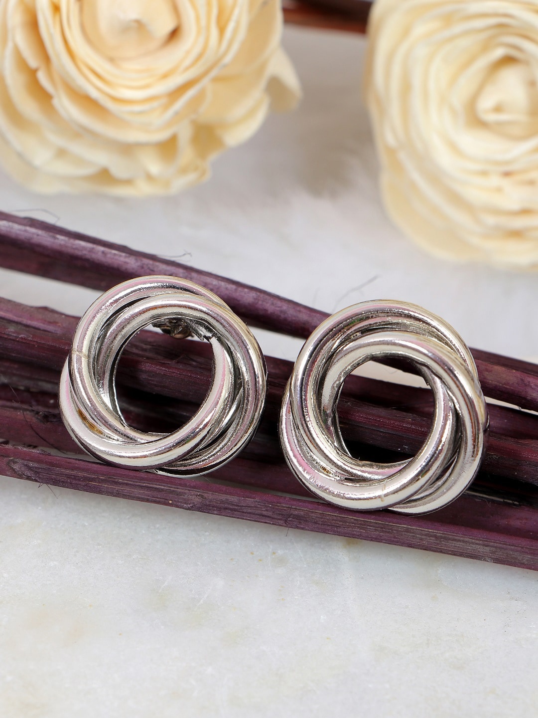 

Crunchy Fashion Women Silver-Toned Contemporary Studs Earrings