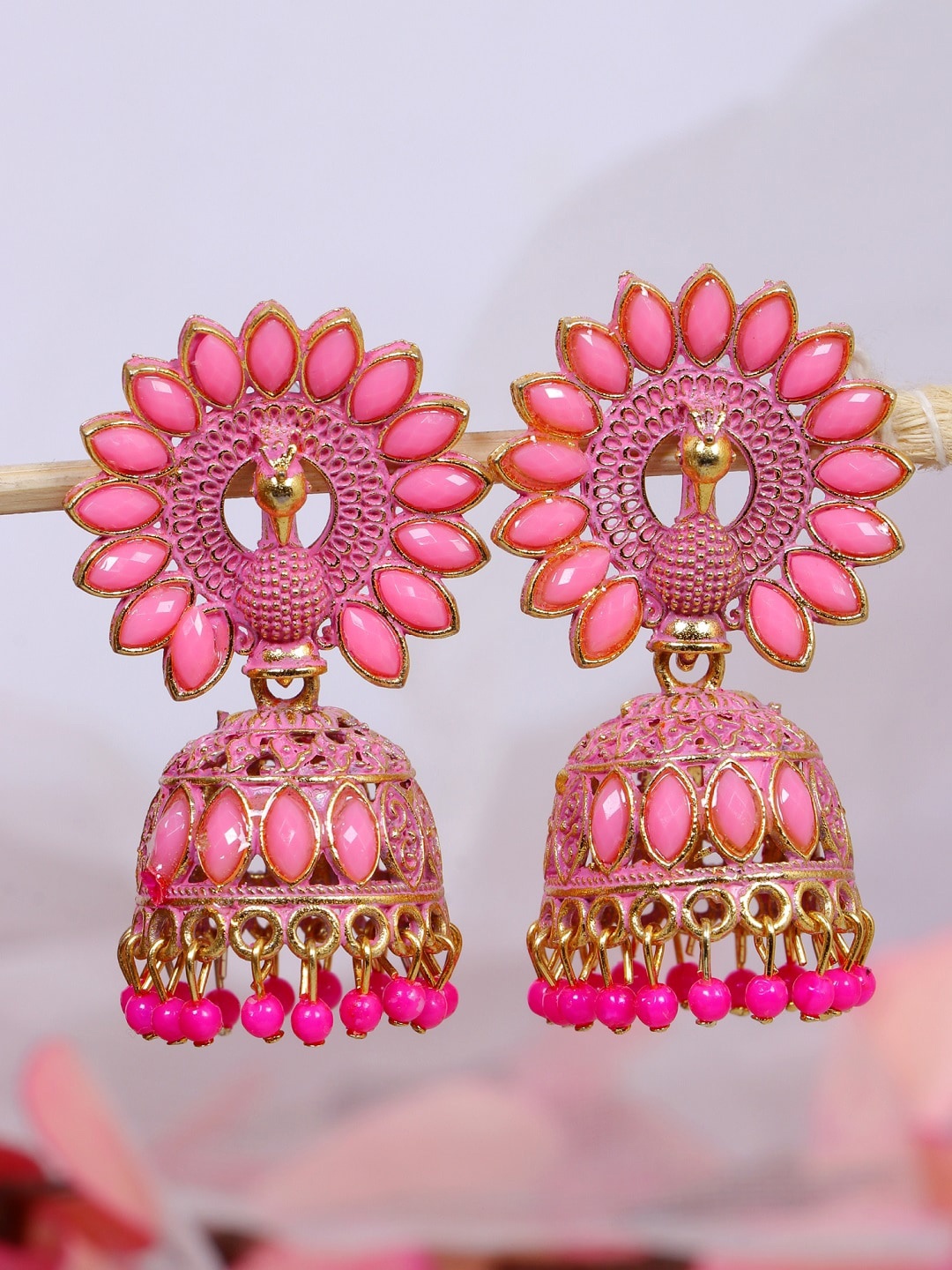 

Crunchy Fashion Pink Contemporary Jhumkas Earrings