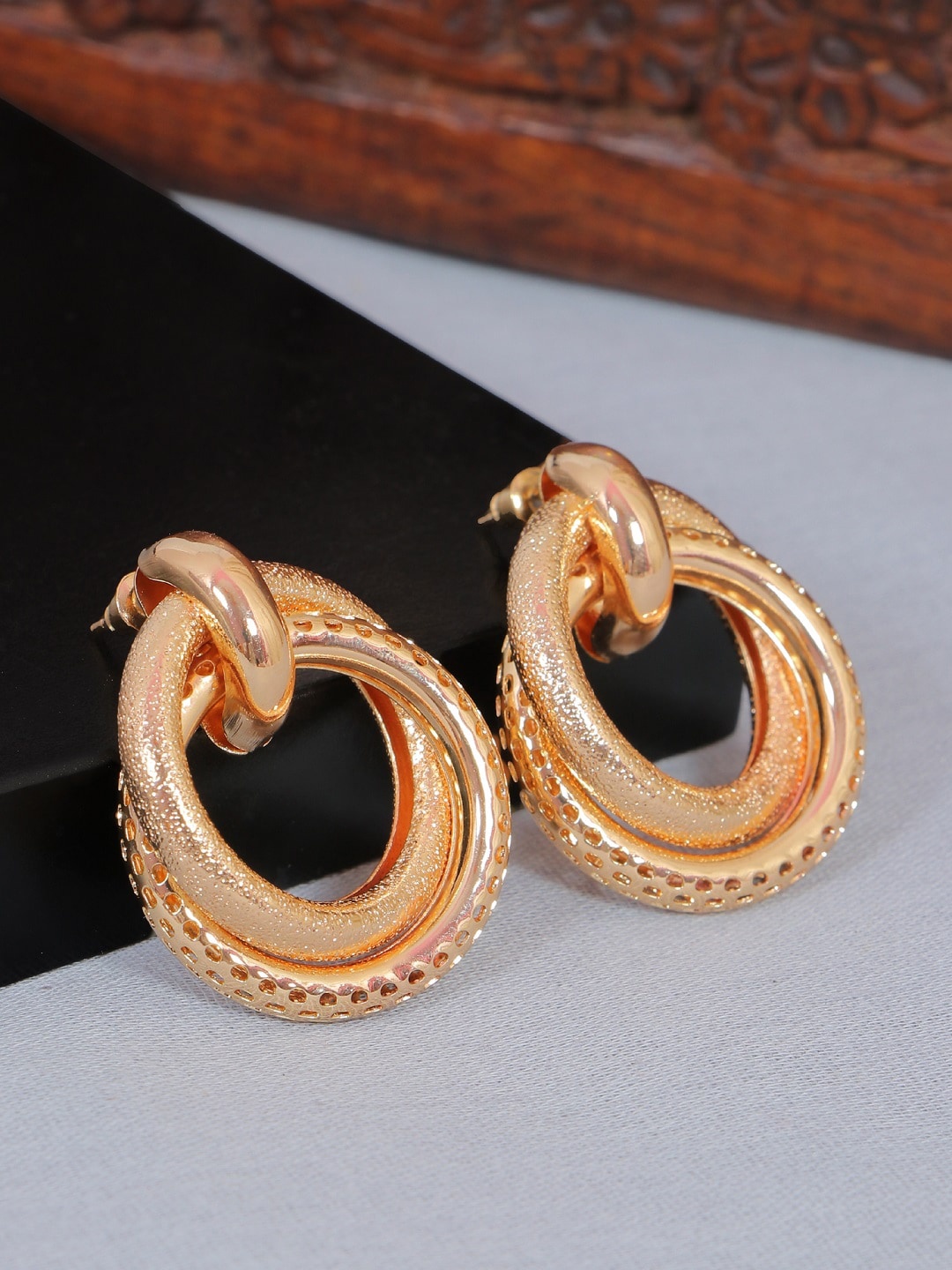 

Crunchy Fashion Gold-Toned Contemporary Studs Earrings