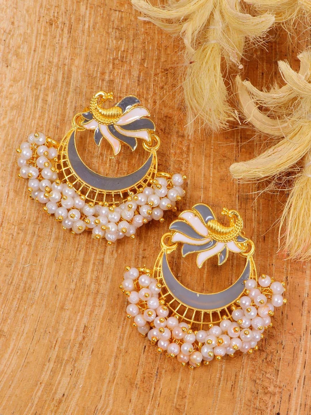 

Crunchy Fashion Grey Contemporary Chandbalis Earrings