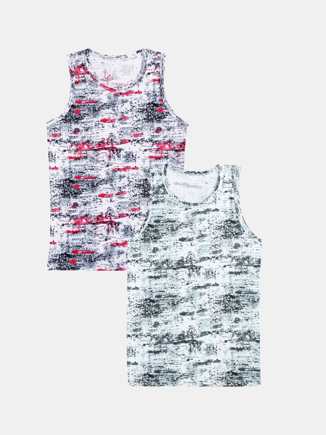 

ROMEO ROSSI Boys Pack of 2 Printed Cotton Innerwear Vests, Red