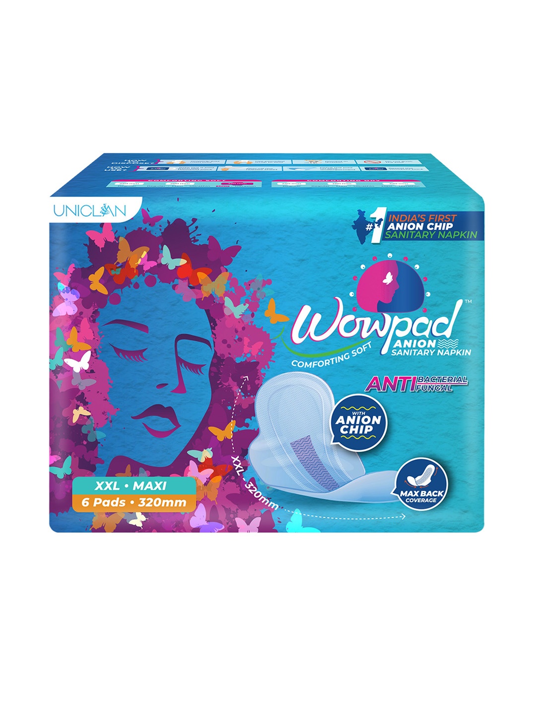 

Wowpad Set of 10 Maxi Comforting Soft XXL Sanitary Pads - 6 Pads Each, Blue