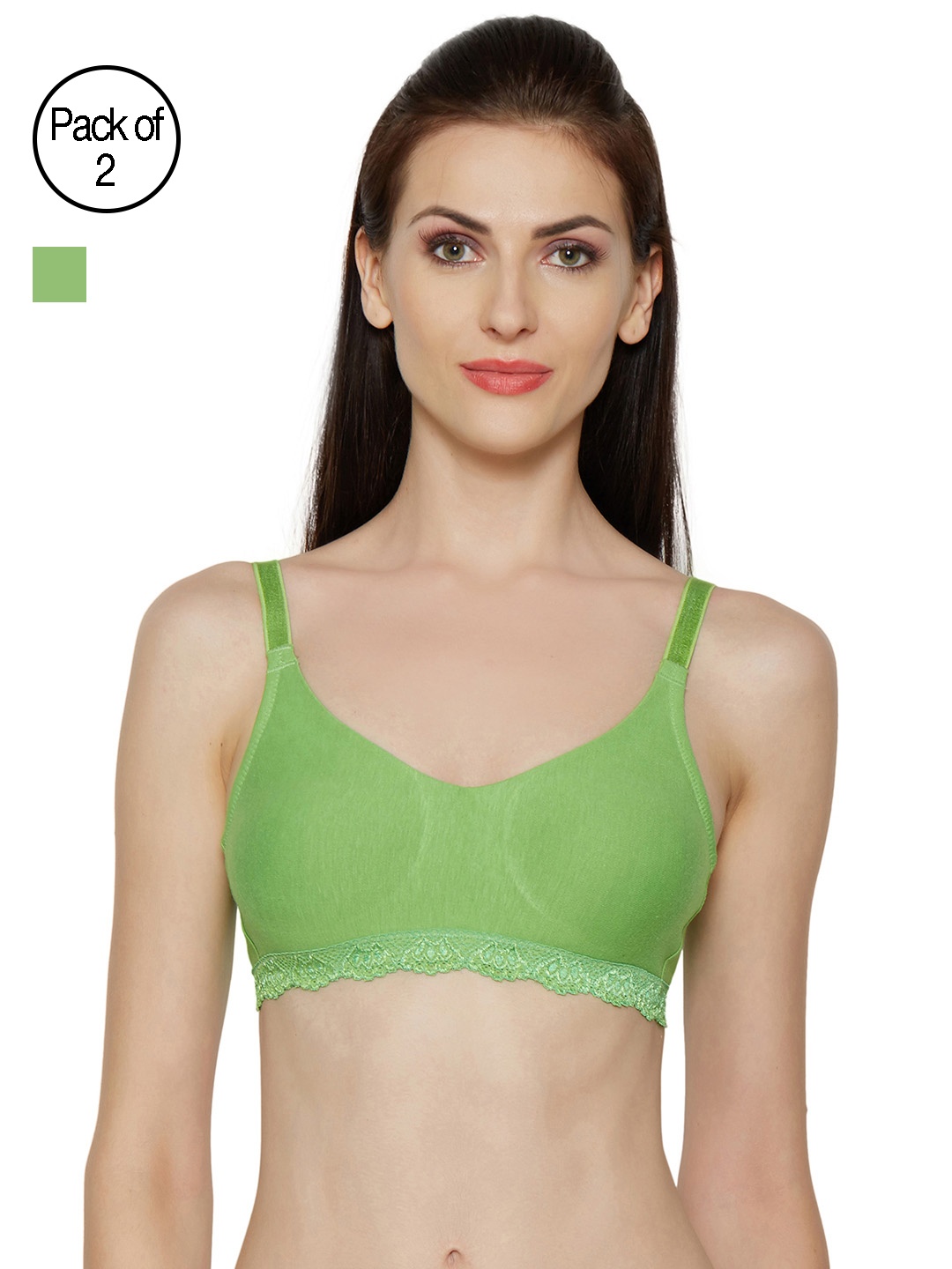 

Inner Sense Pack of 2 Non-Padded Non-Wired Sustainable Bras, Green