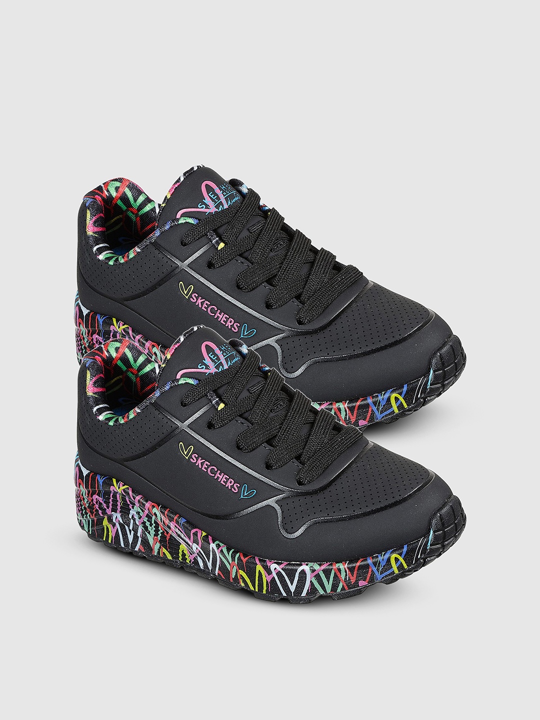 

Skechers Girls Black & Multi-Coloured Printed Sneakers
