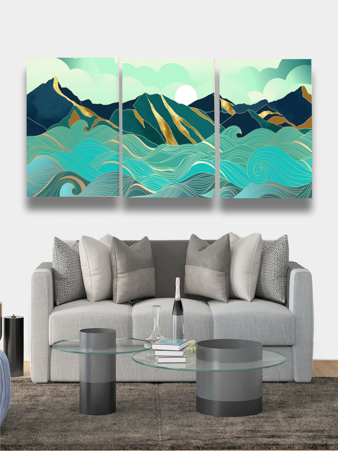 

The Art House Set Of 3 Multi-Coloured Abstract Painting Framed Wall Art