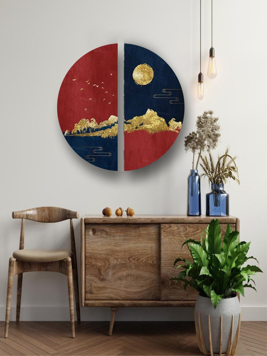 

The Art House Maroon & Blue Abstract Wall Art