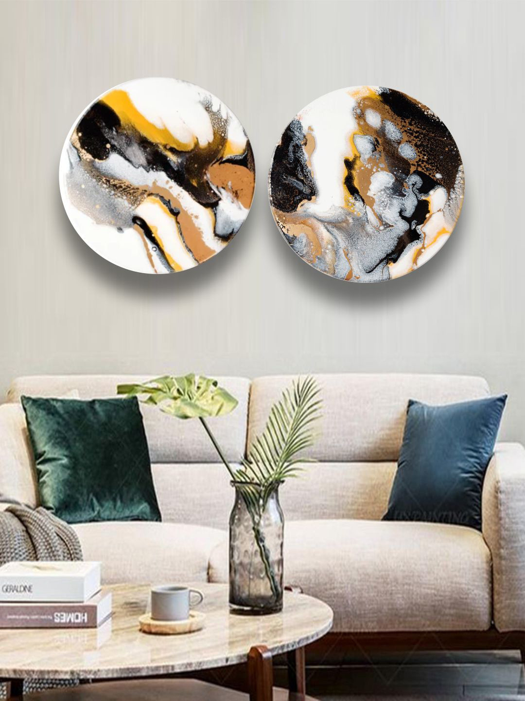 

The Art House Set Of 2 White & Black Printed Abstract Painting Wall Art