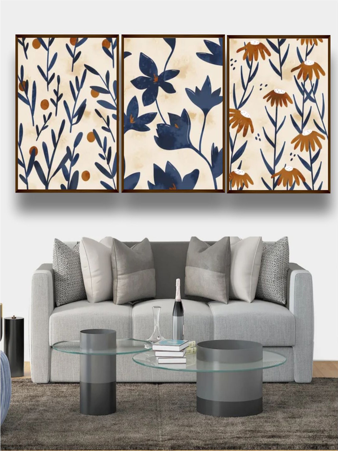

The Art House Set of 3 Multi-Coloured Floral Painting