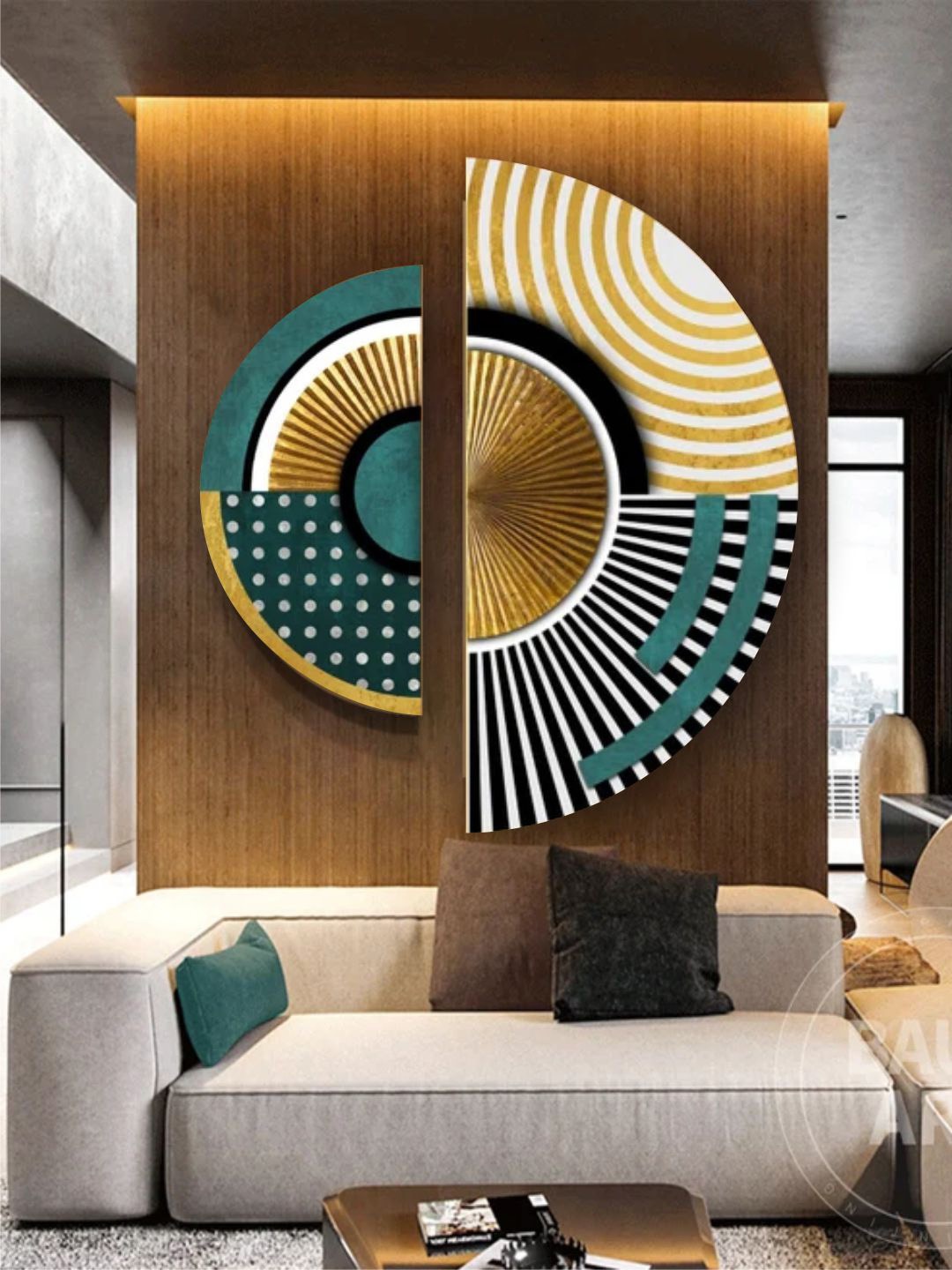 

The Art House Set of 2 Yellow & Green Printed Abstract Wood Wall Art