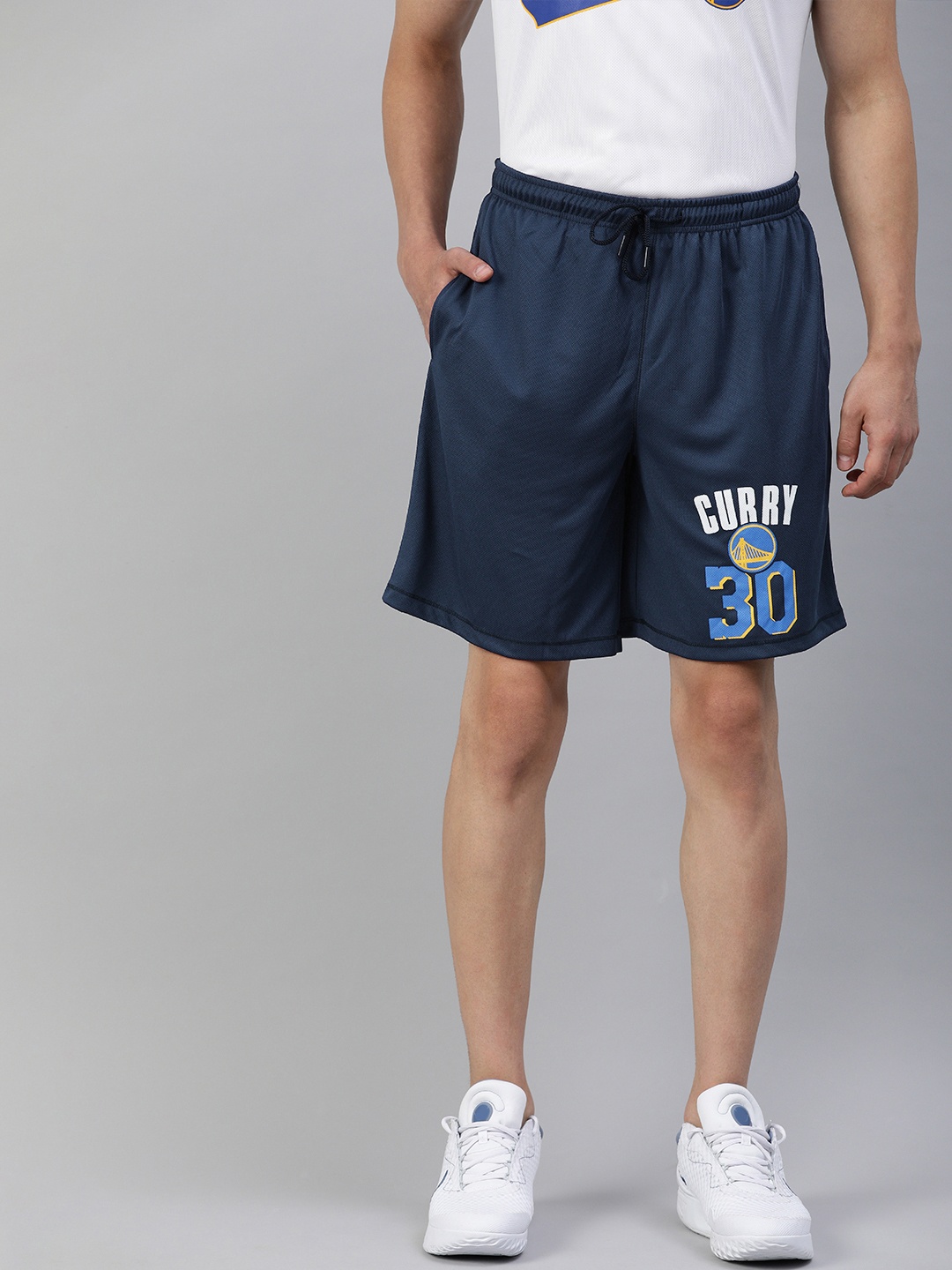 

NBA Men Navy Blue Warriors Stephy Curry Basketball Shorts