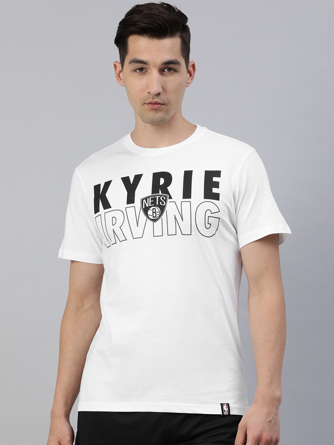 

NBA Men White Brooklyn Nets Kyrie Irving Printed Basketball T-shirt