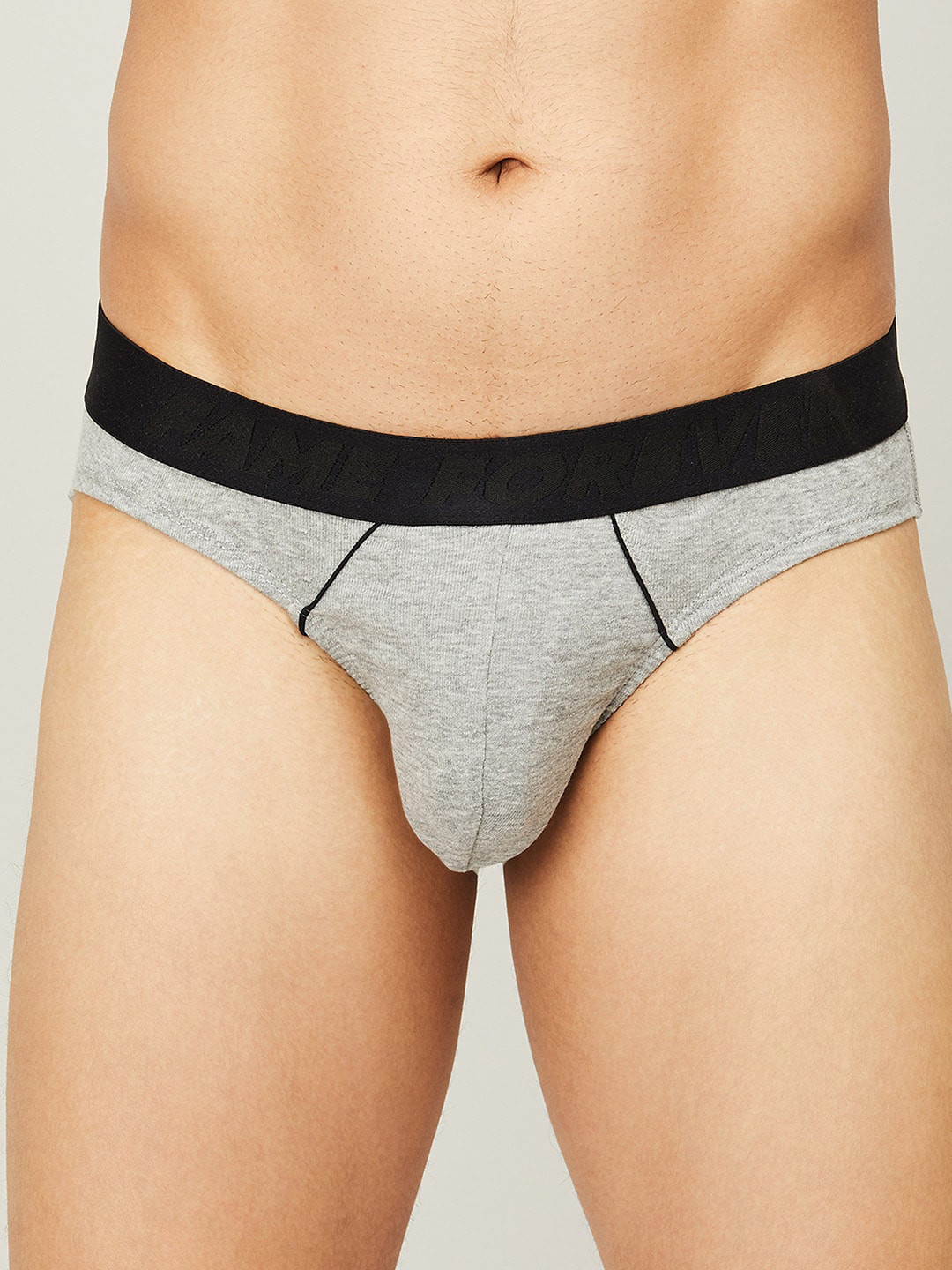 

Fame Forever by Lifestyle Men Grey Solid Cotton Basic Briefs