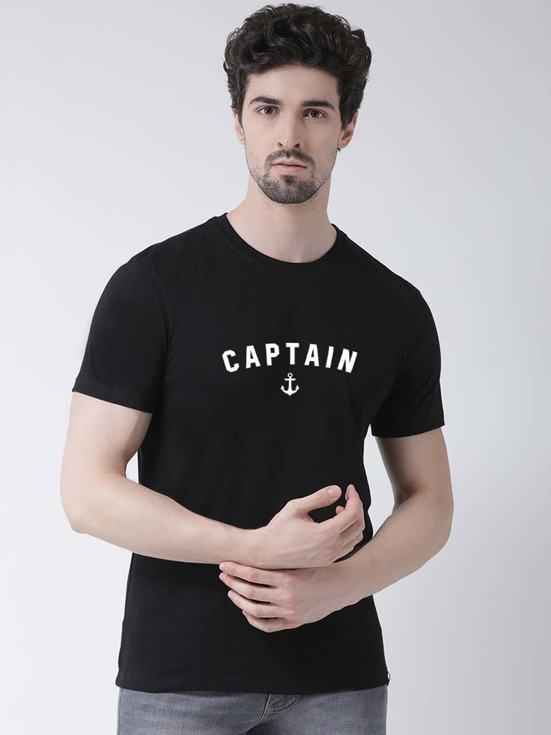 

Friskers Men Black Typography Printed Applique T-shirt