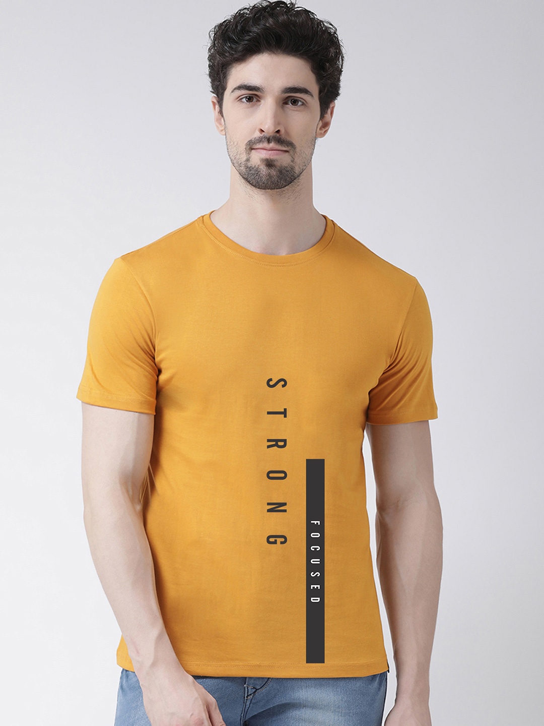 

Friskers Men Gold-Toned Typography Printed Applique T-shirt