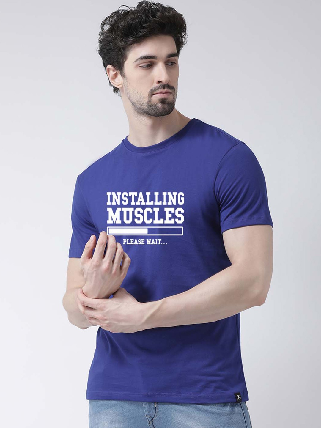 

Friskers Men Blue Typography Printed T-shirt