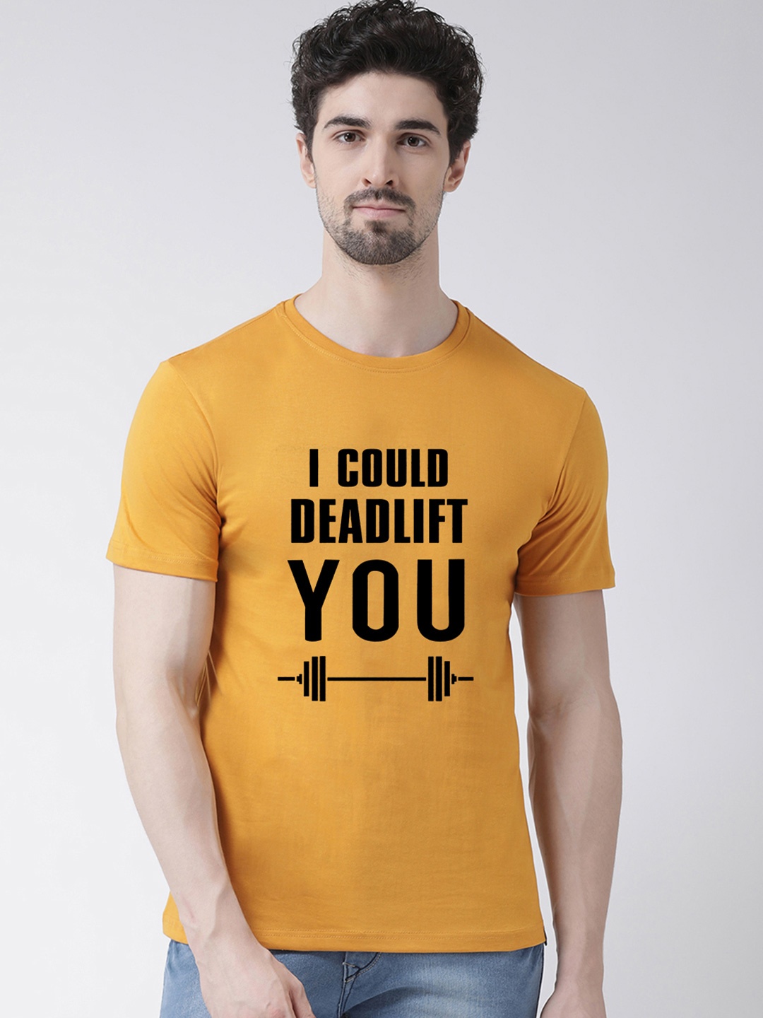 

Friskers Men Gold-Toned Typography Printed T-shirt