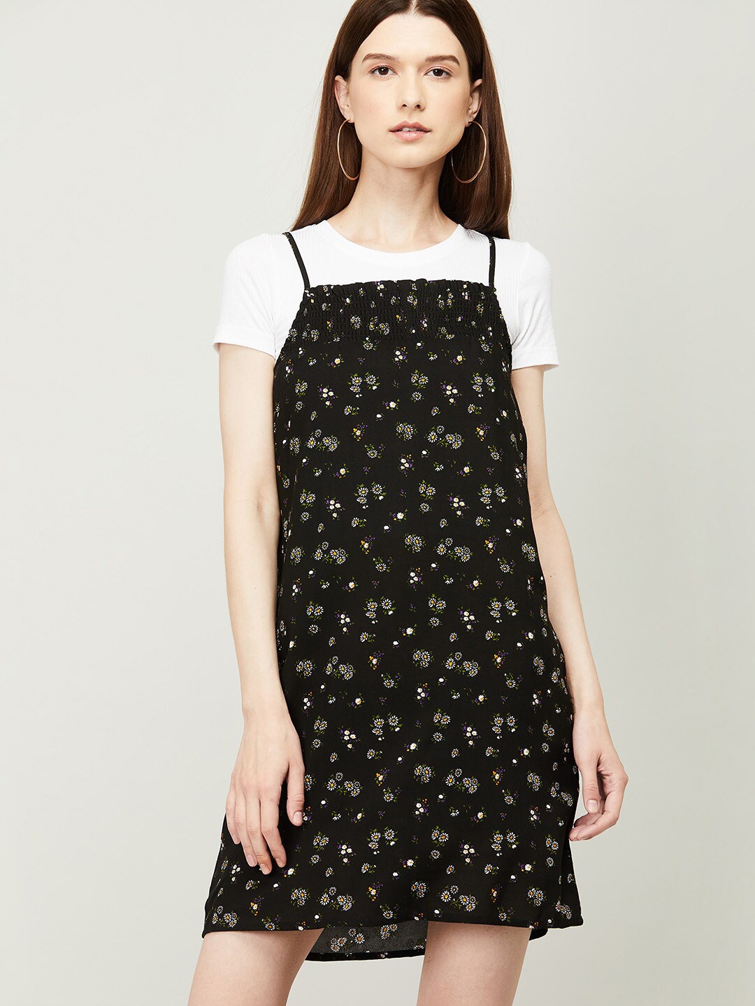 

Ginger by Lifestyle Black Floral Pinafore Dress