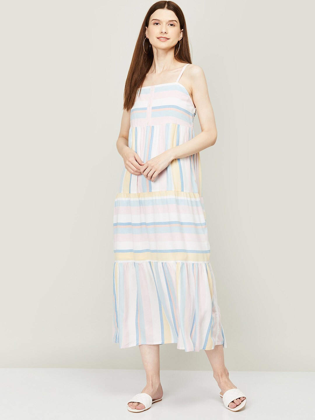 

Ginger by Lifestyle Multicoloured Striped A-Line Midi Dress, Multi