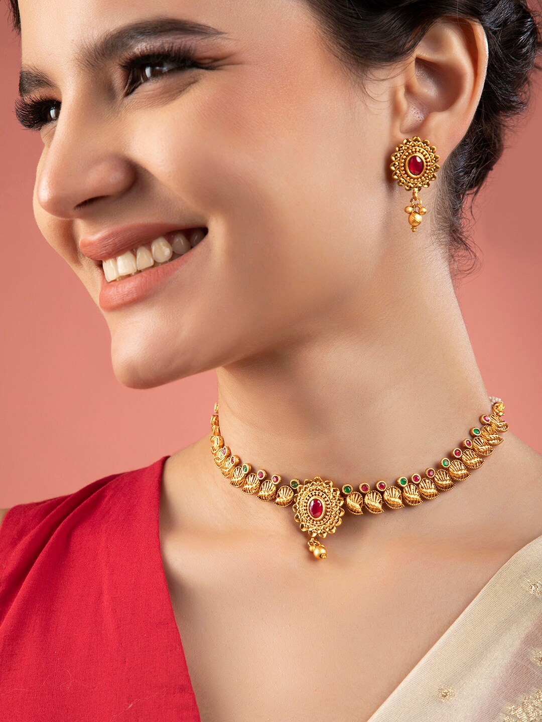 

Rubans Women Gold-Plated Stone-Studded Jewellery Set