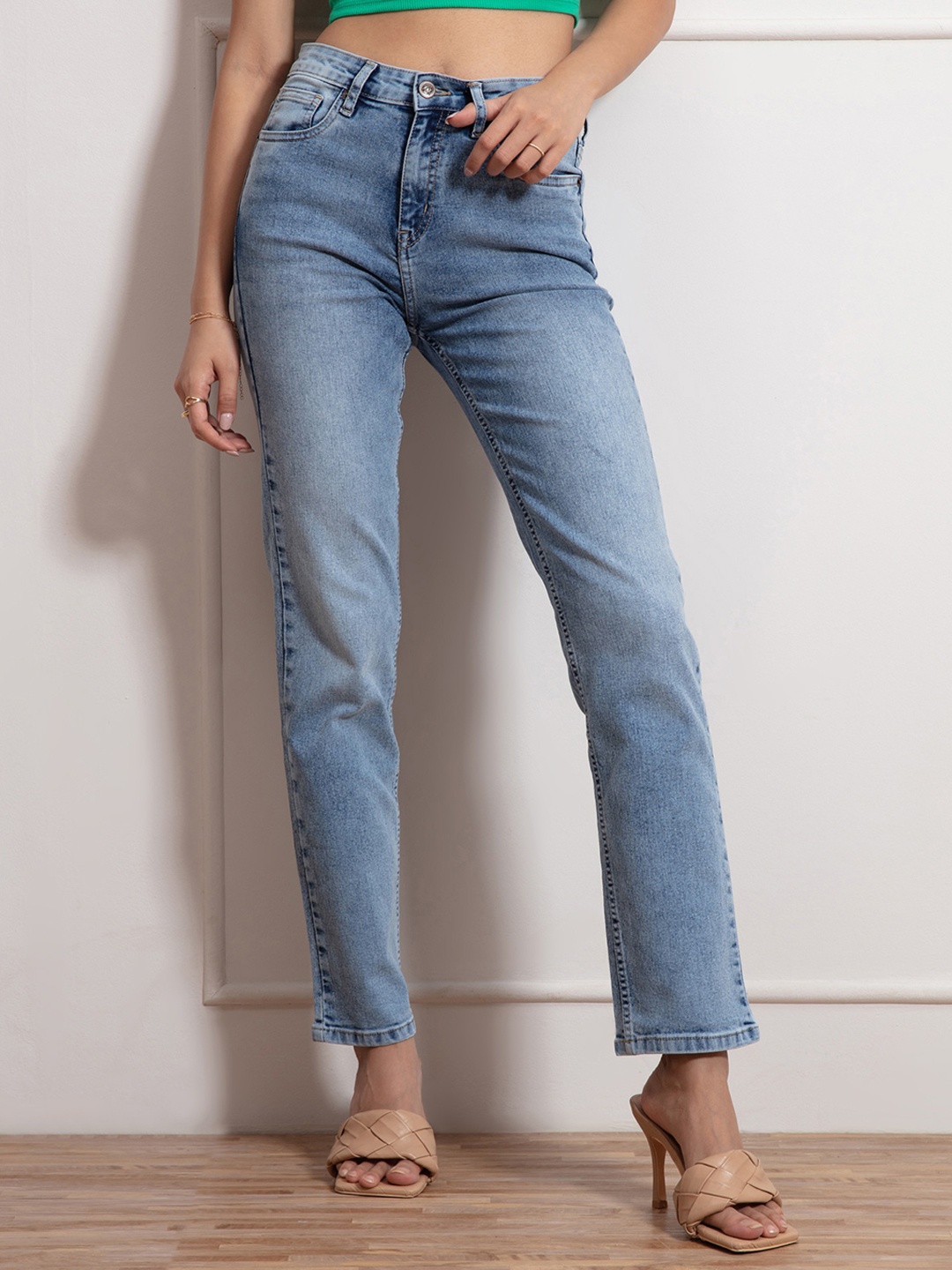 

20Dresses Women Blue Low Distress Light Fade Jeans